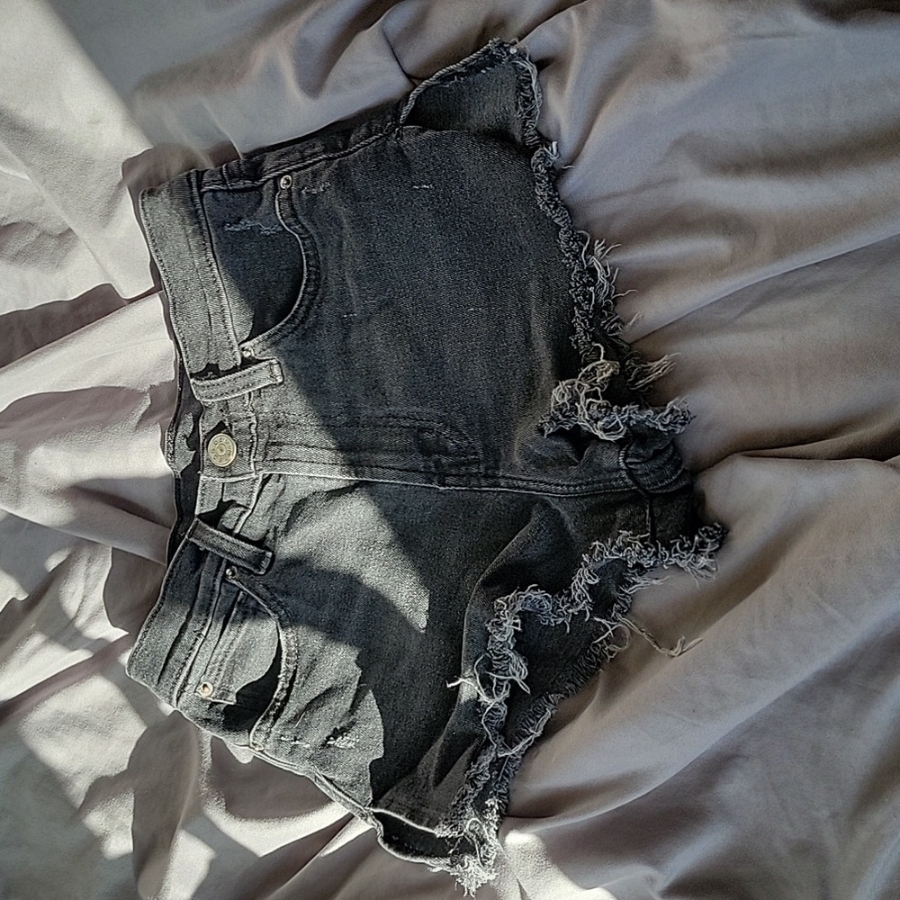 Black jean shorts